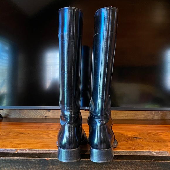 PRADA Vintage Black Cowboy/ Riding Leather Boot Women Size 37 Preowned Beautiful - Picture 6 of 9